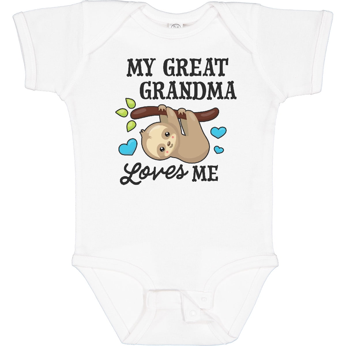 Inktastic My Great Grandma Loves Me with Sloth and Hearts Boys or Girls Baby Bodysuit