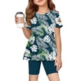 thumbnail image 2 of Grblisyd Girls Hawaiian Outfits Tops + Elastic Waist Shorts Clothing Sets Summer Clothes 1-13 Years, 2 of 6