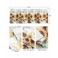 thumbnail image 3 of Summer Floral Curtain Valance for Windows/Living Room/Kitchen/Bathroom/Café, Short Rod Pocket Tier Curtain Window Treatment Panel Spring Retro Watercolor Sunflowers Bow Vase Topper Curtain 54''x18'', 3 of 6