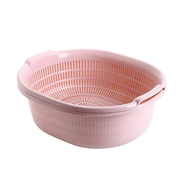 Yhmxh Utensilios de cocina Cesta de plástico doble para lavavajillas, cesta de drenaje, cesta de cocina, frutero para el hogar, cuenco redondo multifuncional para lavavajillas, cesta de frutas