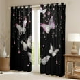 thumbnail image 2 of Manfei Kawaii Butterfly Black Out Curtains,Pink Diamond Curtains Pack of 2 (42x63 Each),Fairy Tale Theme Bedroom Curtains For Girls Teens,Ultra Soft Home Decor, 2 of 6