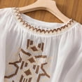 thumbnail image 7 of Dazajoo Womens Linen Embroidered Tops 3/4 Sleeve Boho Ethnic Style Peasant Tee Dressy Casual Round Neck Vintage Shirts,White,XL, 7 of 7