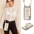 thumbnail image 6 of Compatible with Samsung Galaxy S21 FE 5G Wallet Phone Case Screen Protector Ring Crossbody Strap Stand Credit Card Holder RFID Cell Cover for S 21 EF S21FE5G UW S21FE 21S 6.4 inch Women Girls Beige, 6 of 9