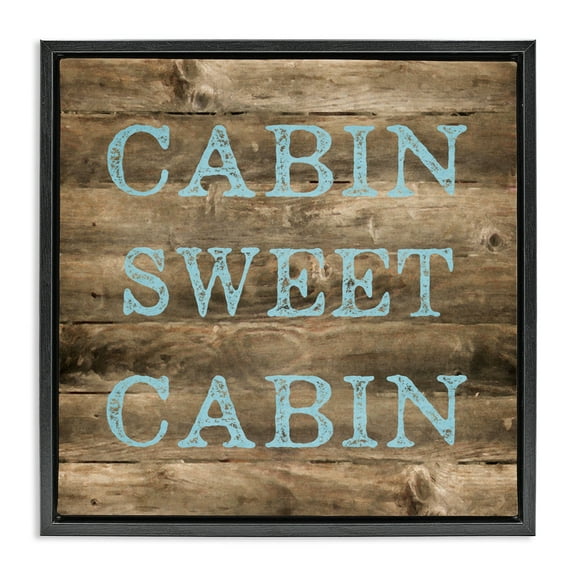 Stupell Industries Sweet Cabin Distressed Rustic Text & Numbers Painting Black Floater Framed Canvas Art Print Wall Art, 18 x 18