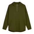 thumbnail image 6 of Lcziwo Women's 1/4 Zip Pullover Long Sleeve Solid Casual Hoodies Oversized Y2K Fall Winter Fashion Sweatshirt with Pockets Army Green,XL, 6 of 7