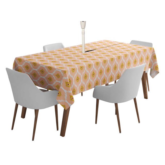Vargottam Indoor/OutdoorTablecloth58x82 Inch RectangleTablecloth with Umbrella Hole and Zip- Waterproof PatioTableCloths- TableCovers for Backyard RectangularTable- Peach