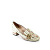Pre-owned|Gucci Womens Leather Floral Print Fringe Pumps White Size 39 9