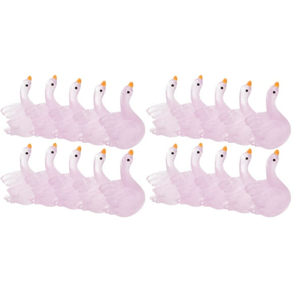 2 Count Fairy Garden Mini Things Luminous Swan Ornament Pink Statue