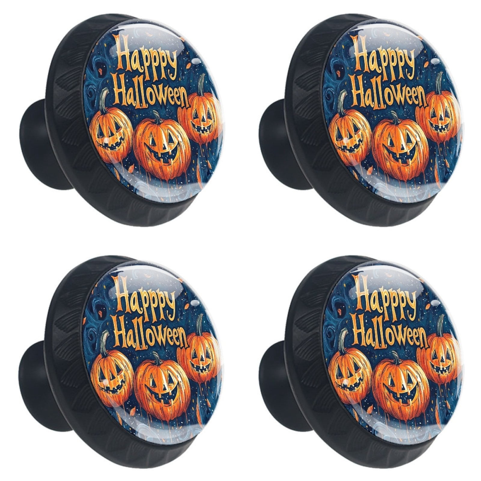 4 Pcs Happy Halloween Knobs for Kitchen Cabinet Cupboard Dresser Bookcase Drawer Pulls Handles Round Home Decor