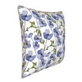 thumbnail image 2 of Fotbe Blue Flax Flowers Pattern Velvet Decorative Throw Pillow Covers with Elegant Piping, Soft Plush Cushion Cover for Sofa, Bed, Car, Office-16"x16", 2 of 8