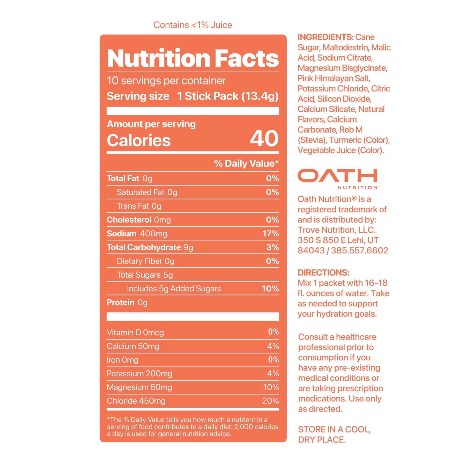 OATH Hydration Peach Nectarine 10-Count
