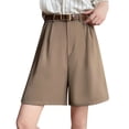 thumbnail image 2 of Womens Plus Size Dressy Shorts Casual High Waist Loose Solid Color Suit Shorts With Pockets, 2 of 8