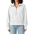 thumbnail image 2 of Edvintorg Women Sweatshirt Plus Size Cropped Sweatshirts Turndown Collar Half Zip Sweat Shirts Womens Clothes White, 2 of 9