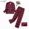 thumbnail image 3 of Conjuntos de pijamas cálidos para mujer, ropa de dormir de franela de algodón para el hogar, pijamas con estampado a cuadros para mujer, ropa de dormir de talla grande, Otoño e Invierno, 3 of 4