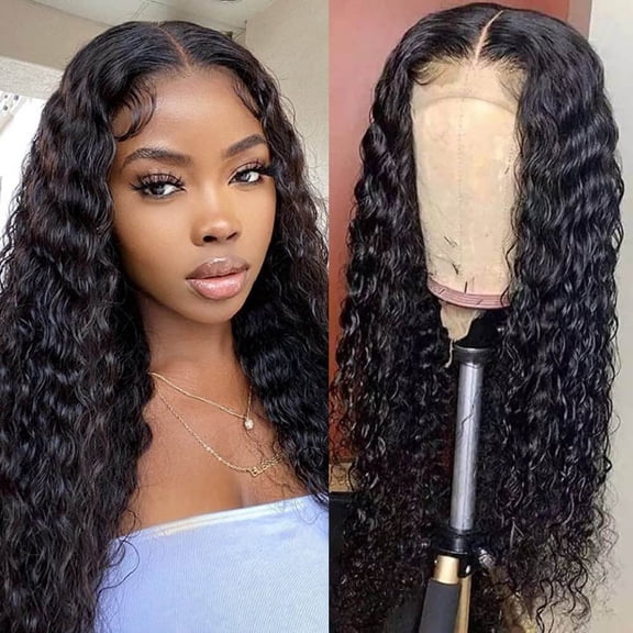 Curly Lace Front Wigs Human Hair Wigs for Black Women 180% Density 4X4 HD Transparent Lace Closure Kinky Curly Human Hair Wigs for Women Natural Color 20 inch