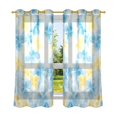 thumbnail image 2 of Watercolor Blue Yellow Flowers Semi Sheer Curtains for Living Room Bedroom Set of 2 Insulated Window Drapes, 2 of 6