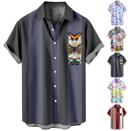 

Unisex Button Down Hawaiian Shirts Tropical Basic Clothes Sizes Kids-Adult Unisex