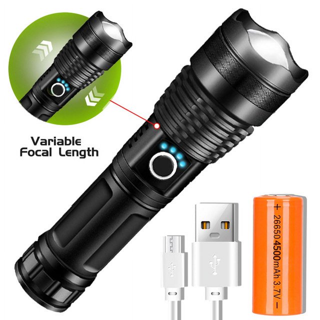 RV Linterna de aleación de aluminio p50 light26650 zoom pesca nocturna Sailing Electrónica