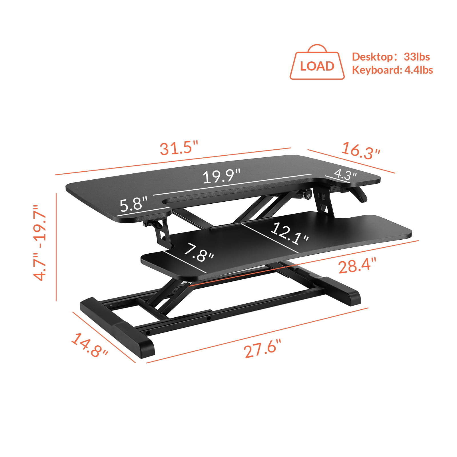 Flexispot M5M 32 inch Compact Standing Desk Converter - Standing