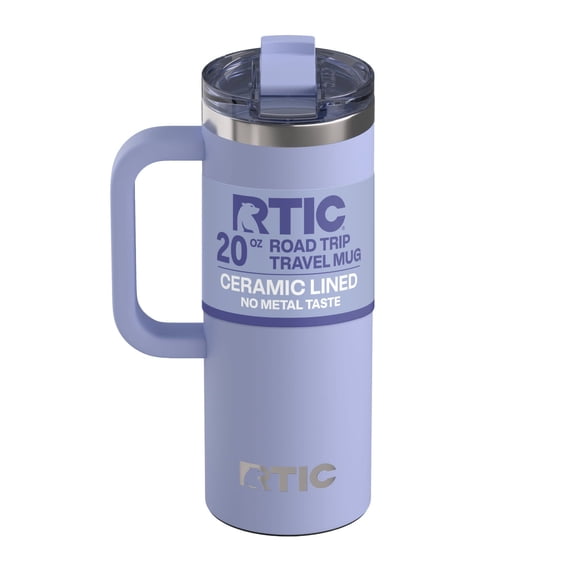 RTIC 20 oz Ceramic Lined Insulated Road Trip Travel Mug, Leak-Resistant Lid, Periwinkle