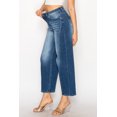 thumbnail image 3 of Women’s High-Rise Wide-Leg Jeans – Mid Blue Wash with Whisker Fade & Distressing, Stretch Denim, 5-Pocket, 3 of 11