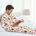 thumbnail image 6 of Naloa Autumn Maple Leaf with Hedgehog Men’s Pajamas Set - Long Sleeve Button Down Sleep Shirt and Pajama Bottoms Sleepwear Set-Small, 6 of 7