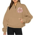 thumbnail image 1 of Haut/chemise à Manches Longues Imprimé Demi-Zip à Capuche pour Femmes, 1 of 6