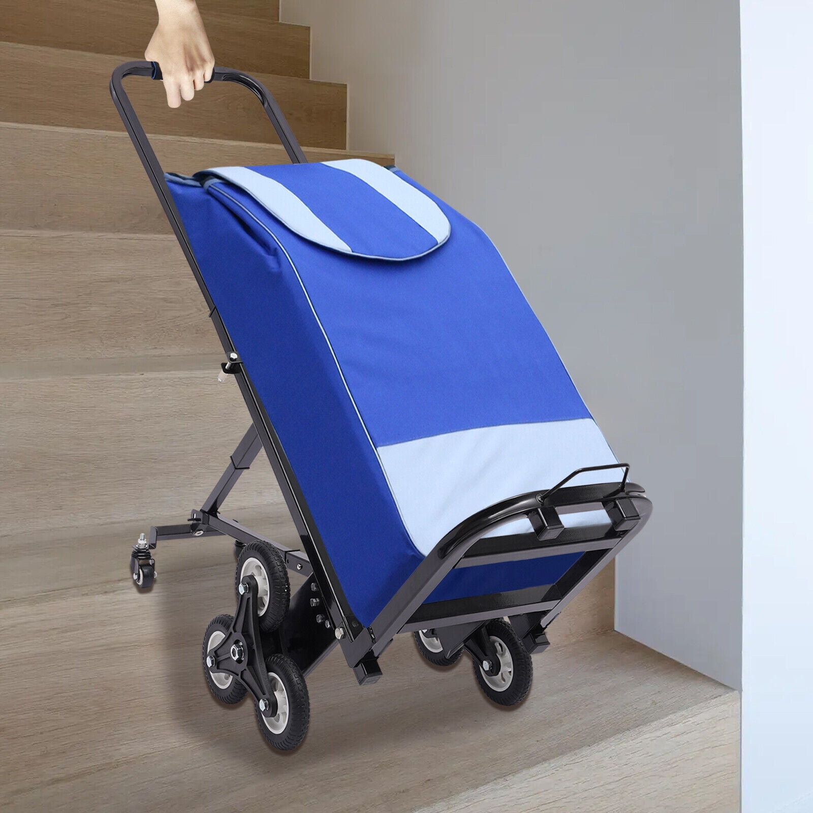 Miumaeov Stair Climbing Cart 330lbs Capacity Portable Folding Trolley with 6+2 Wheel All Terrain Heavy Duty Stair Climber Hand Truck with Adjustable Handle