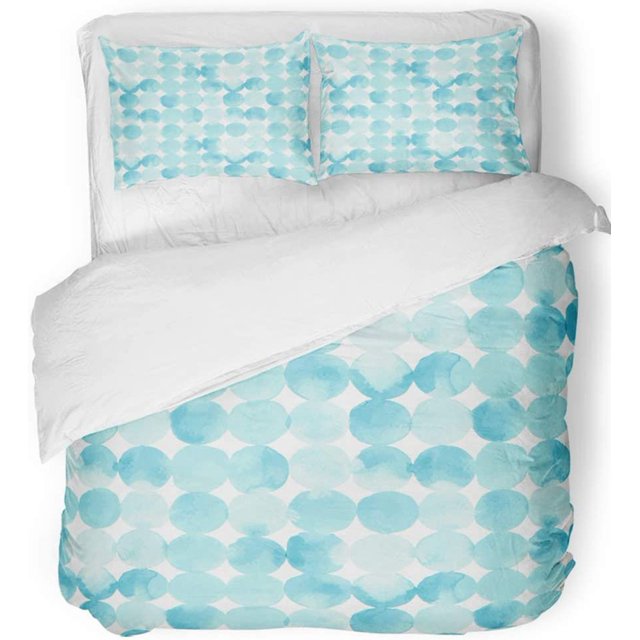 Juego de Ropa de Cama ABPHQTO 3 Piezas Acuarela Puntos Azules Funda Nórdica Doble