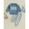 thumbnail image 2 of Bagilaanoe 2PCS Baby Clothing Sets Boys Casual Sweatsuits Toddler Letter Long Sleeve Sweatshirt Tops + Drawstring Sweatpants 6M 12M 18M 24M 3T Kids Pants Set Fall Outfits, 2 of 9