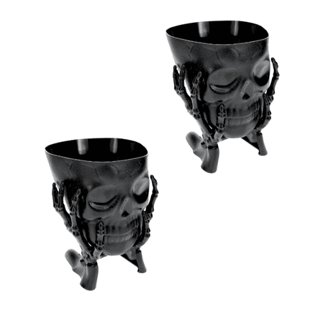 2) Black Spooky Skull in Hands Snack Bowl - Perfect for Parties and Movie Nights