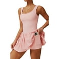 thumbnail image 2 of Vestido de Tenis de para Mujer, Cuello Cuadrado, Sin Mangas, para Entrenamiento, Golf, Deportivo, Pantalones Cortos Integrados con Bolsillos Rosa XL, 2 of 10