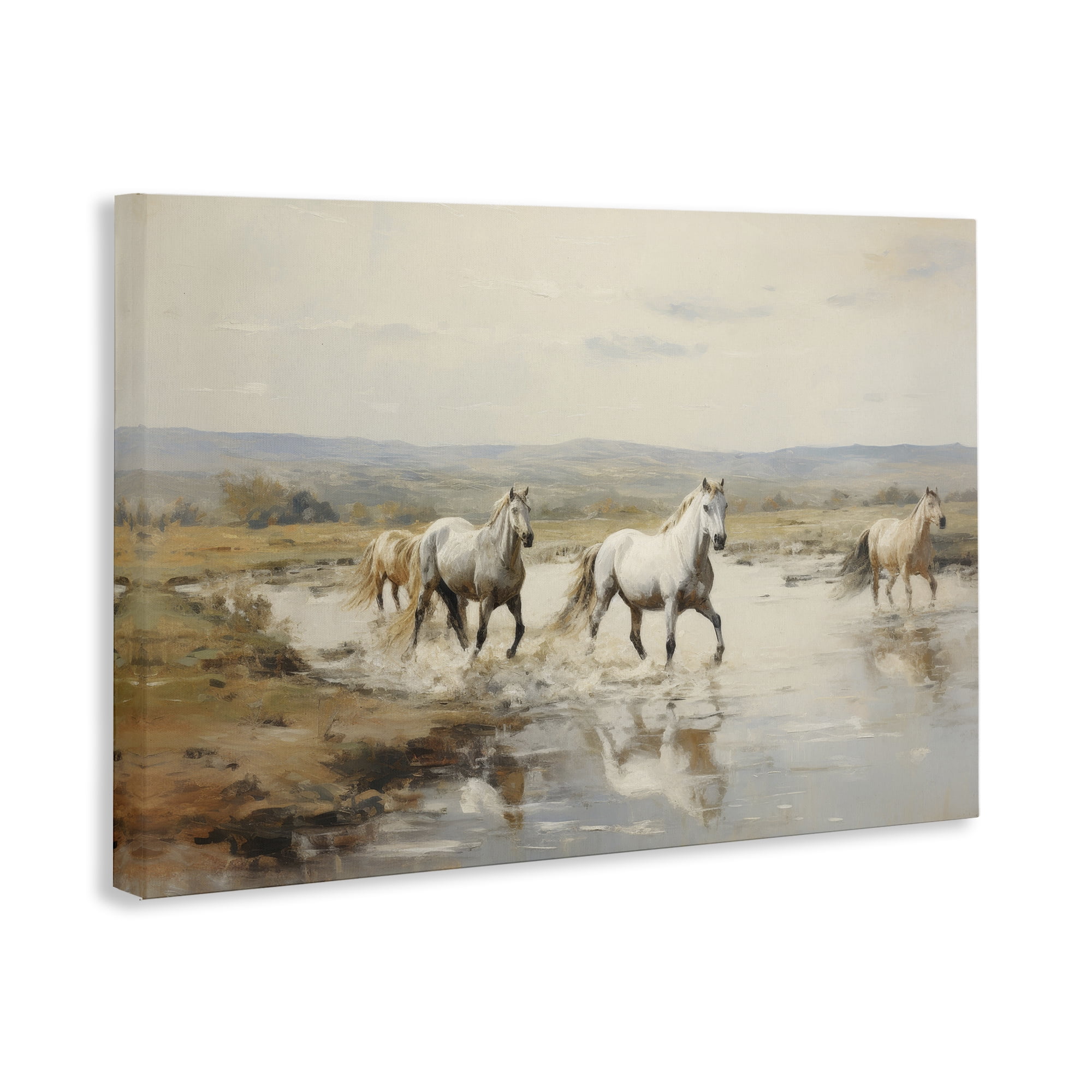 Stupell Industries Free Horses Running Landscape Painting Gallery Wrapped Canvas Art Print Wall Art, 24 x 16