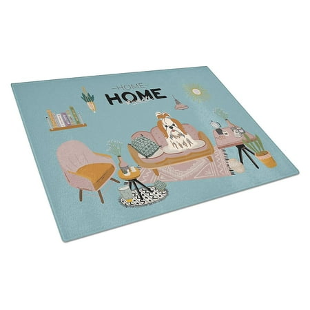 

Carolines Treasures CK7932LCB Red White Shih Tzu Sweet Home Glass Cutting Board
