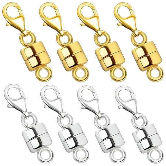 DESIGNICE Magnetic Necklace Clasp Extra Strong,Gold and Silver Plated Magnet Jewelry Clasps Converters,Bracelet Extender for Women Seniors