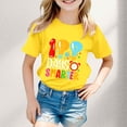 thumbnail image 2 of PMVFHDE Hauts Mignons pour Fille 2025 T-Shirt Robe Filles Hauts d'Été 2025 Maillots de Bain Filles Hauts Garçon et Fille Mode Décontractée Imprimé Col Rond Manches Courtes T-Shirt Haut Jaune, 3-4 Ans, 2 of 4