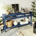 thumbnail image 1 of Noble House 62.2" Farmhouse Entryway Table, 3-Drawer Painted Console with Bottom Shelf & Iron Handles,Minimalist,Navy Blue, 1 of 9