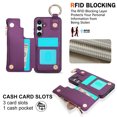 thumbnail image 6 of Wallet Case for Samsung Galaxy A35 with Shoulder Strap & RFID Blocking Card Slots Holder Kickstand & Finger Ring, Magnetic Flip Folio Zipper Purse Case, PU Leather Cover Handbag, Darkpurple, 6 of 8