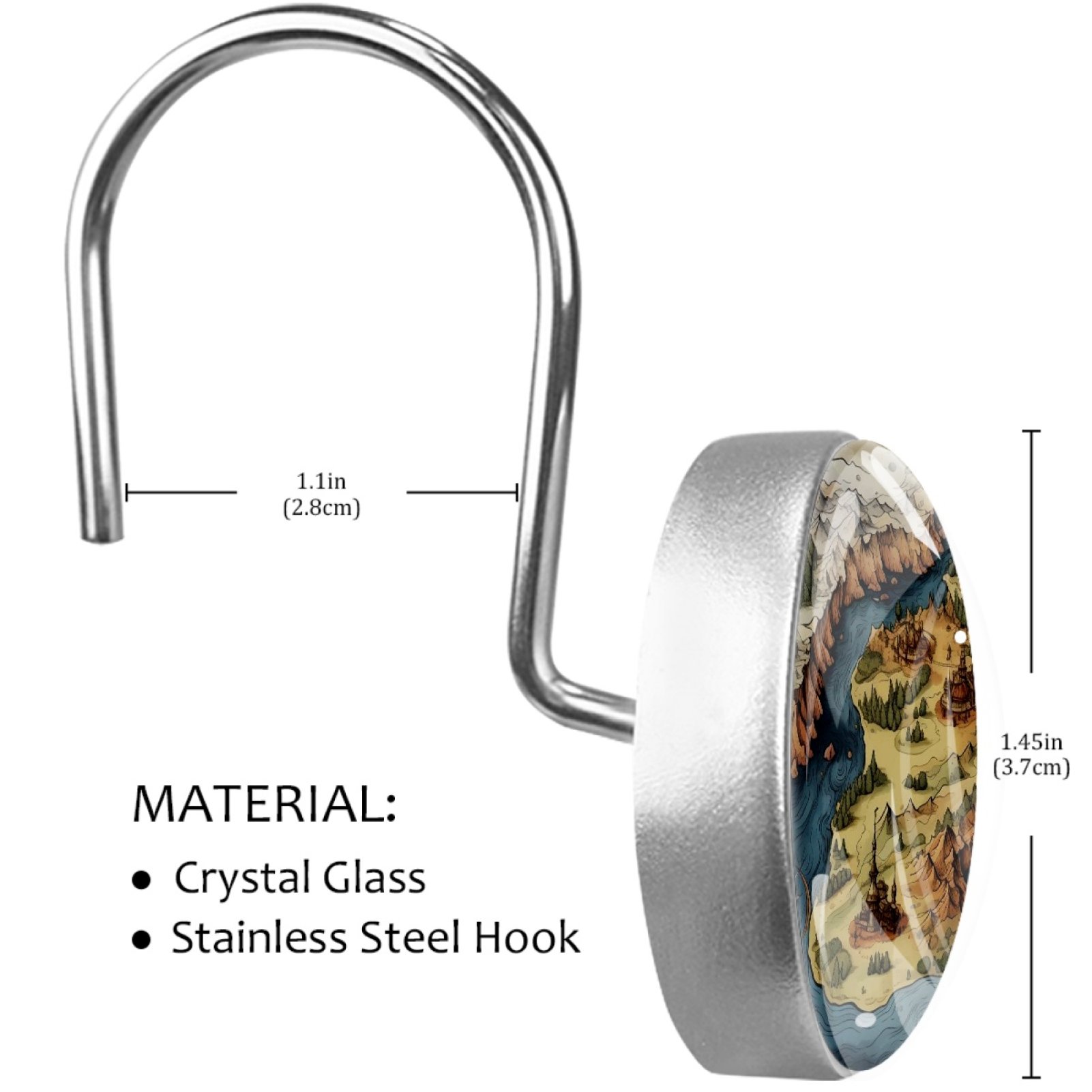 HemaKayy Sturdy Stainless Steel Shower Curtain Hooks, 12 Count