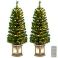 thumbnail image 1 of Costway 2 PCS 4 FT Pre-Lit Potted Christmas Tree Artificial Entrance with 3 Lighting Modes, 1 of 9
