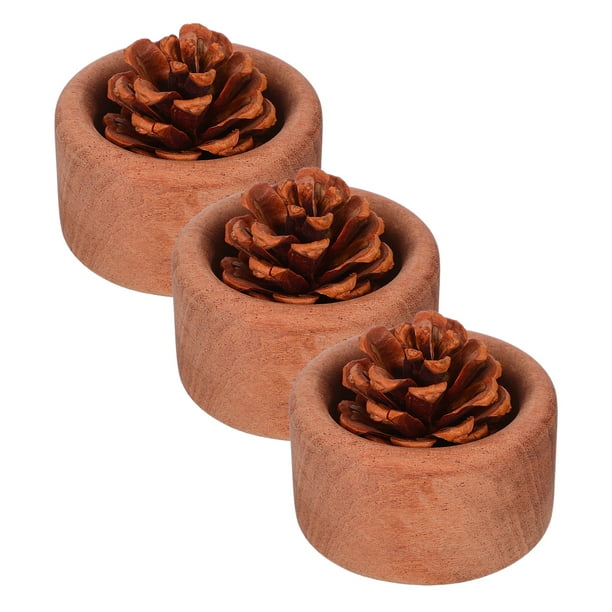 Difusor de aceites esenciales de madera (3 unidades), pequeño, pasivo, para aromaterapia, redondo, con veta de madera, portátil, para coche, hogar, oficina y baño.