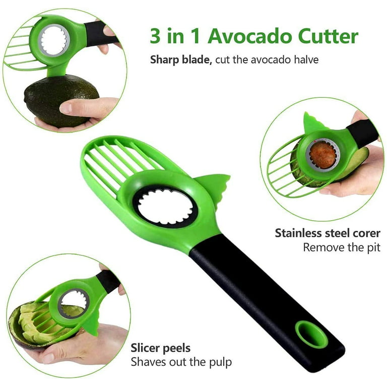 Home Basics 3-in-1 Avocado Slicer, Green, FOOD PREP