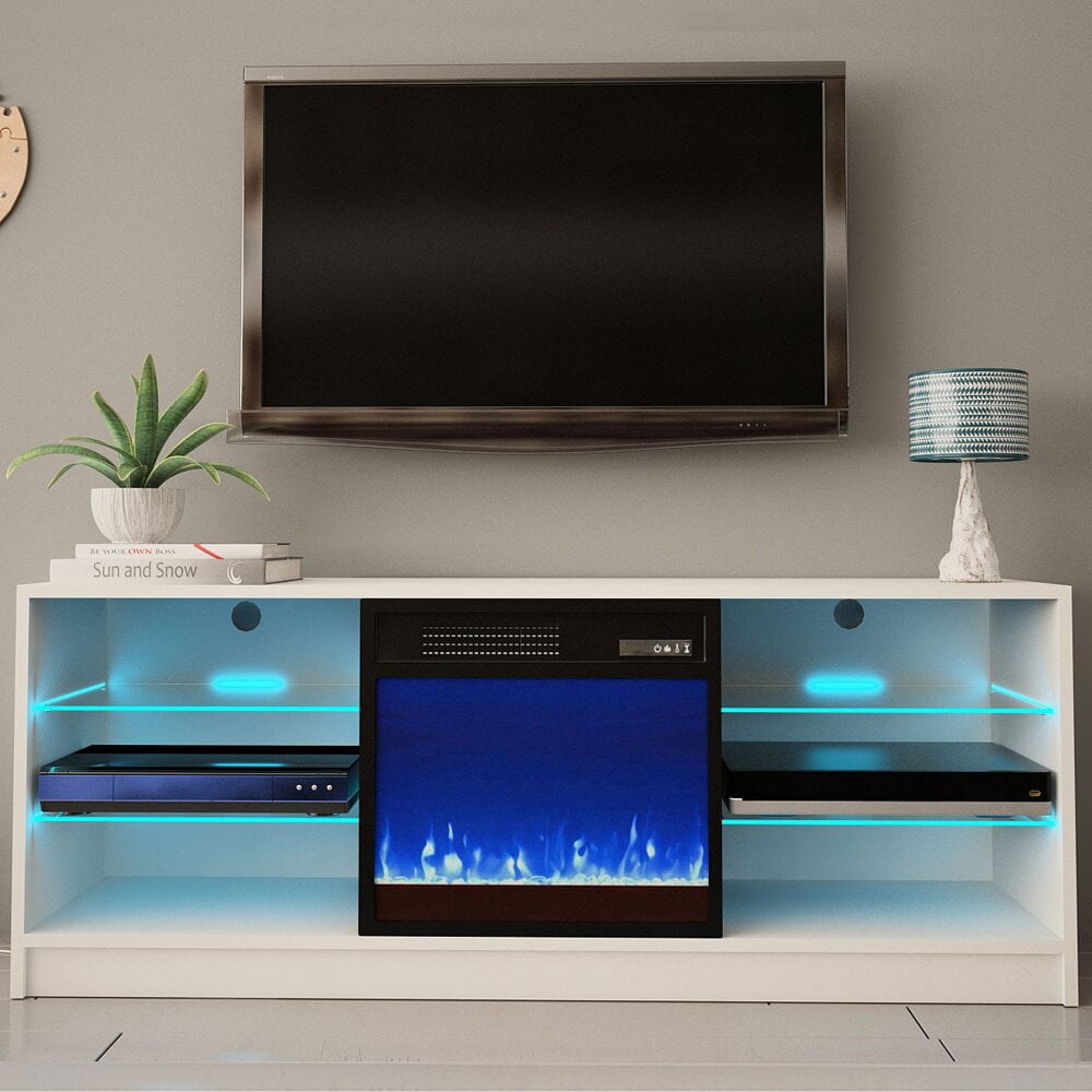 Wrightson TV Stand for TVs up to 65" Electric Fireplace Included