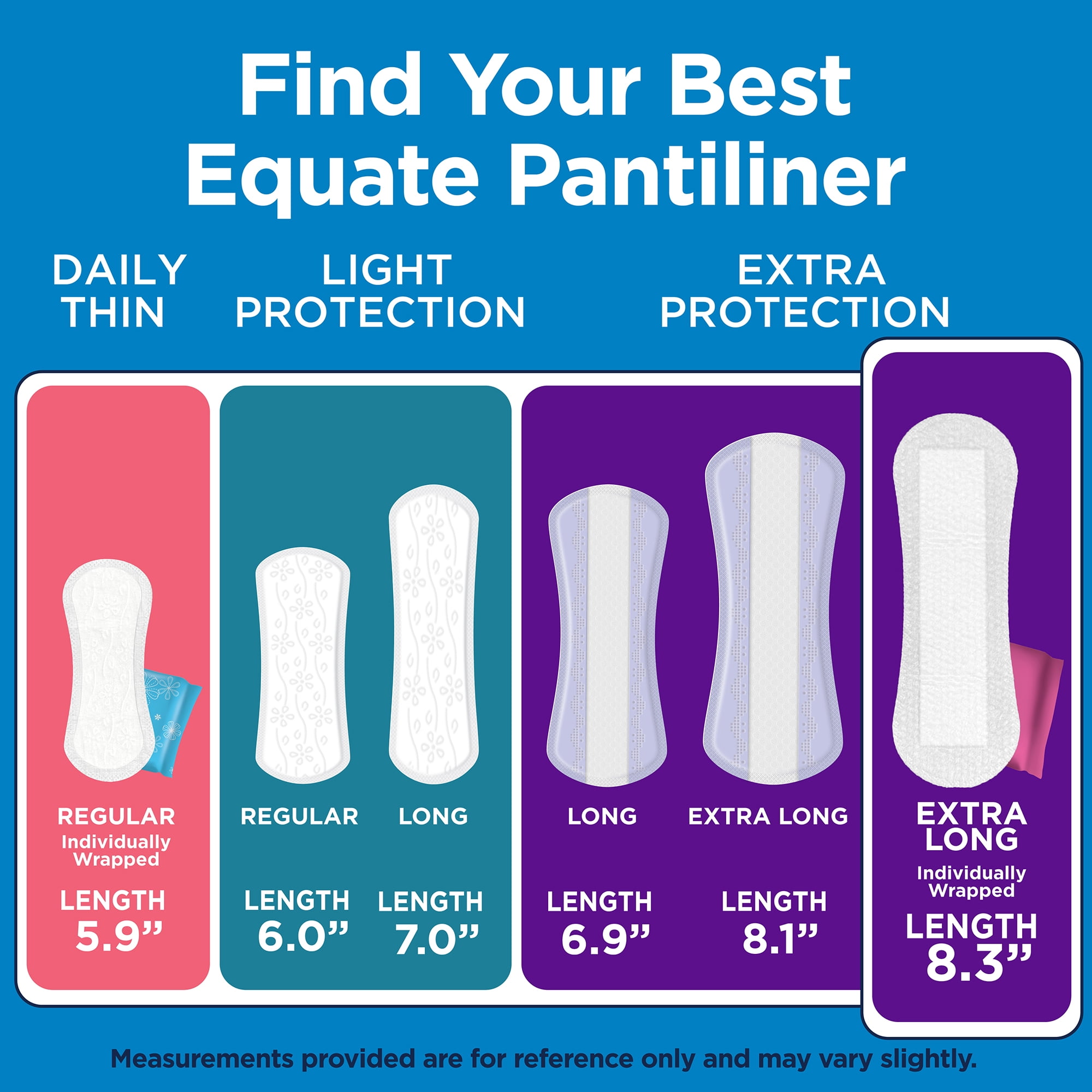 Equate Extra Protection Everyday Panty Liners, Extra Long Length, 93 Count