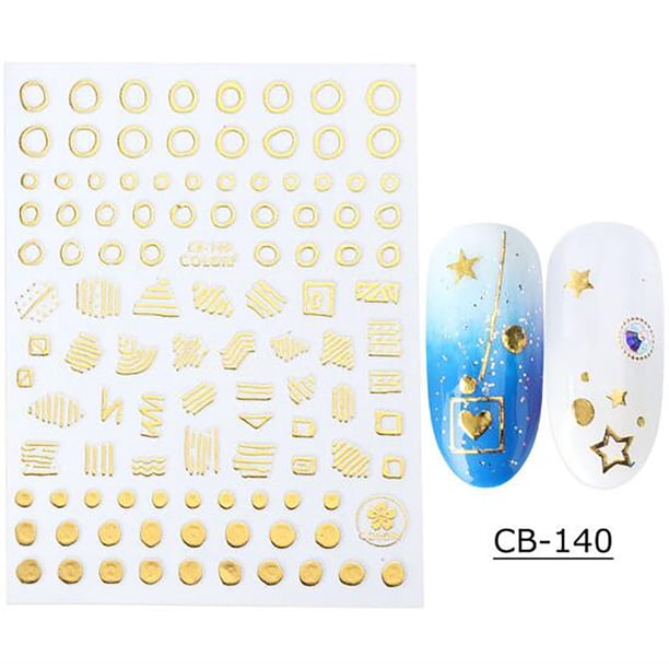 onlyliua Oferta Por Tiempo Limitado Uñas Postizas con Diseño Geométrico y Dorado Sexy a La Moda