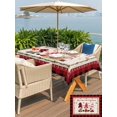 thumbnail image 4 of Outdoor Tablecloth with Umbrella Hole and Zipper, Merry Christmas Rectangle Table Cloth 60x120 Inch Waterproof Tablecloth, Xmas Gnomes Snowflake Burlap Red Black Plaid Picnic Table Cover for Patio, 4 of 7