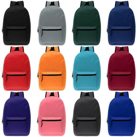 19"  Basic Backpack in 12 Colors - Bulk Case of 24