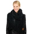 thumbnail image 3 of C.C Women's Ultra Soft Chenille Ribbed Thick Warm Knit Shawl Wrap Scarf-Black, 3 of 4
