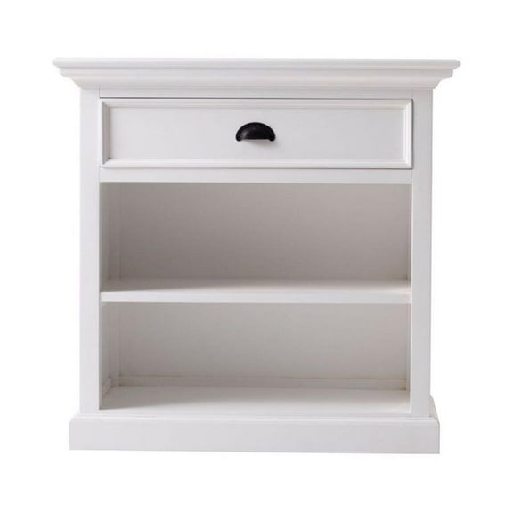 Beaumont Lane Modern Solid Mahogany Wood 1 Drawer Nightstand in Pure White