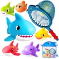 thumbnail image 1 of Set Hely Cancy Shark de Bath Toys con red de baño y almacenamiento para niños, 1 of 7